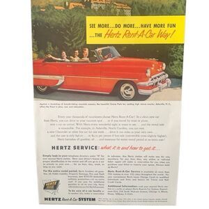 Vintage 1954 Hertz Rent a Car See More Do More Ad Advertisement